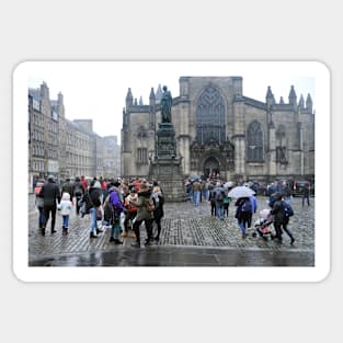 A wet rainy day in Edinburgh Sticker